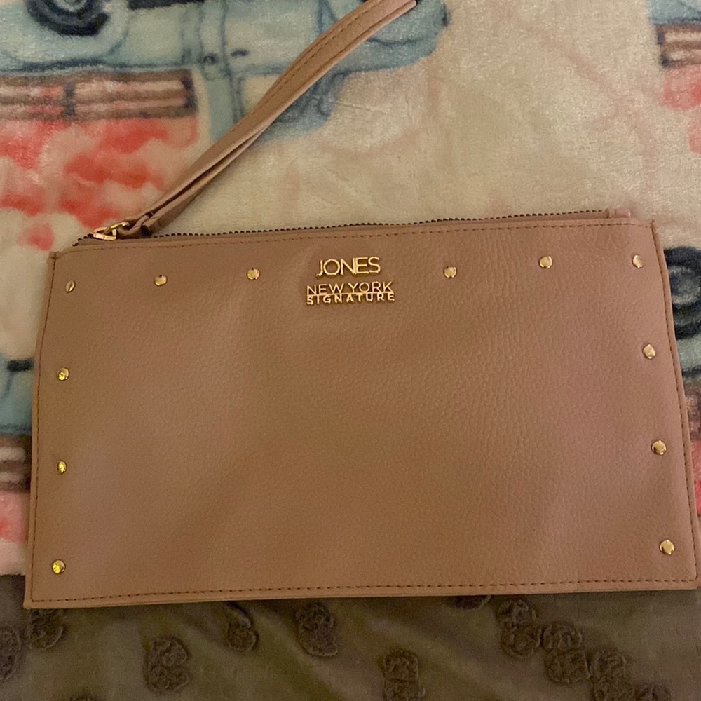 Dusty rose wristlet and clutch